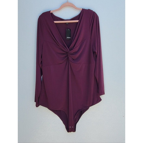 torrid Tops - Torrid NWT Plum Twist-Front Long Sleeve Bodysuit Women SIZE 3XL